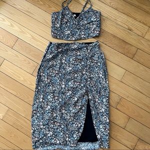 Cinched Midi Skirt- Small Petite and Cinched Front Cropped Cami- Medium